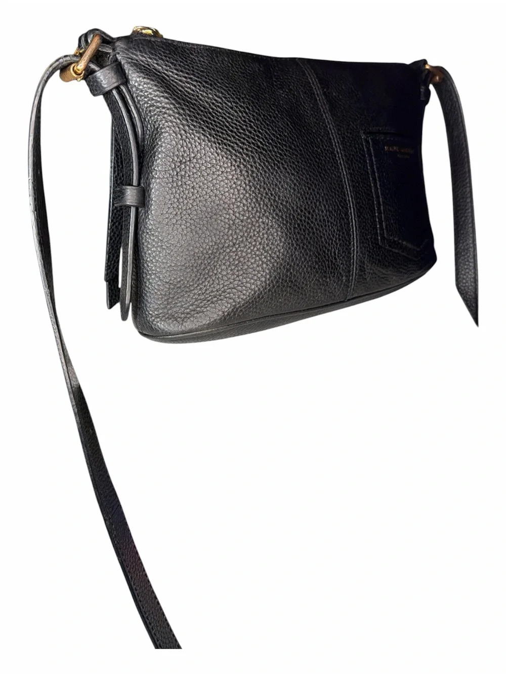 Marc Jacobs Black Pebbled Leather Crossbody Purse with Gold Logo